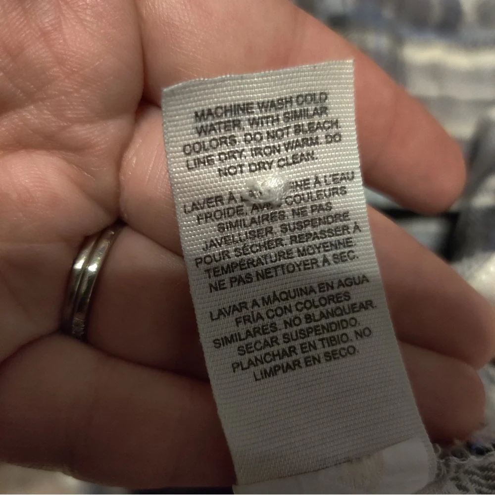 Garage Gray Cream Plaid Boyfriend Fit Button Front Flannel Shirt - Picture 5 of 6